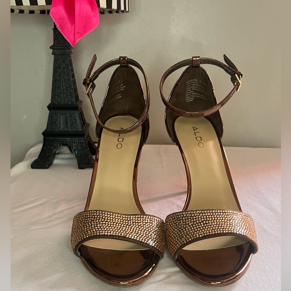Aldo Brown Crystal Embellished Heels